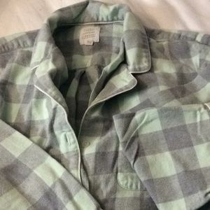 Pyjamas. Flannel mint and grey buffalo check.
